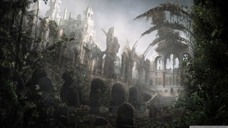 Ruined building forest trees plants - free gaming wallpaper for desktop