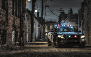 Police car dark alley night - the roof free wallpaper
