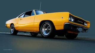 Yellow muscle car dark background - a dark background free wallpaper