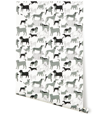 Dogs pattern wallpaper white background - grey free wallpaper for mobile