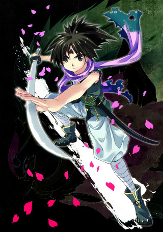 Anime character sword dress fantasy - pink petal free wallpaper