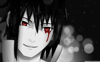 Red eyed man bloody face - white circle free wallpaper