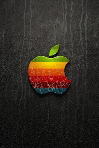 Apple logo black leather rainbow 3 - art green free wallpaper for mobile
