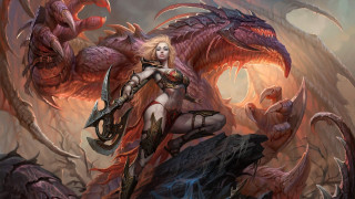 Woman sword dragon back adventure 2 - a giant dragon free wallpaper