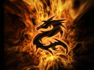 Dragon flames black yellow red - flame free wallpaper