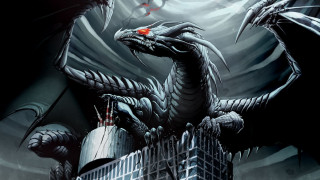 Red eye dragon building city - a red eye free wallpaper for desktop