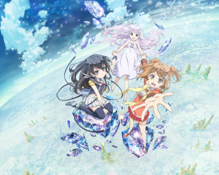 Anime girls snow arms around 4 - anime key visual free wallpaper