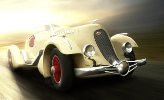 Vintage car driving road sky 2 - a sunbeam free wallpaper