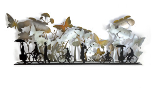 Metal sculpture bicycles butterflies white - illustration free wallpaper for desktop