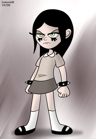 Cartoon girl sad look hand - a gray background free wallpaper for mobile