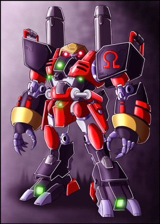 Robot cartoon red yellow black - mecha free wallpaper for mobile