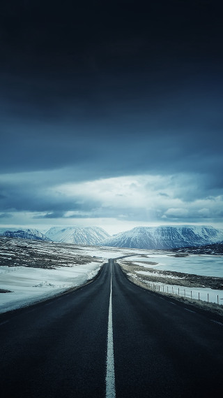 Long road clouds snow mountains - photography free wallpaper for mobile