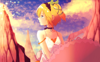 Woman dress mountain range sky - a woman in a dress free wallpaper