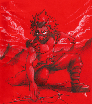 Demon sitting rock lightning red - a rock free wallpaper for tablet
