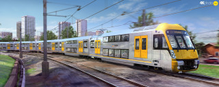 Train city tall buildings yellow - a train free wallpaper
