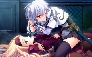 Woman laying ground man scissors - scissors free wallpaper