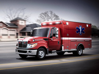 Red ambulance hyperrealism digital rendering - a red cross free wallpaper for desktop