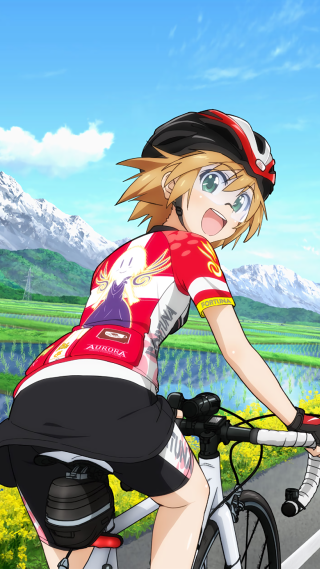 Woman bike flowers mountains blue - a bike free wallpaper for mobile