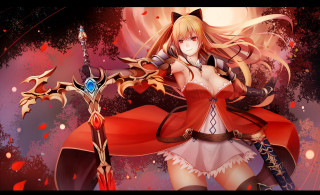 Woman red dress sword red 7 - darkness free wallpaper