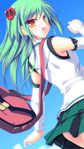 Girl green hair flying arms - her eye free wallpaper for mobile