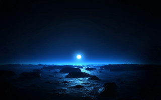 Bright blue light sky rocky - moonlight free wallpaper