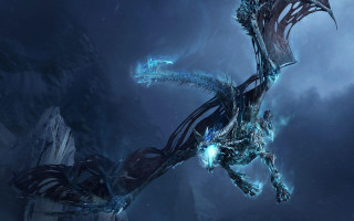 Dragon blue lights flying dark - a dragon free wallpaper for desktop