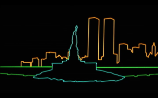 Fountain city night neon lights - cityscape free wallpaper