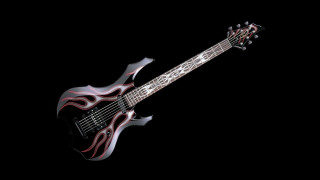 Black red flame guitar hyperrealism - eric peterson free wallpaper