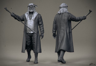 Two statues men long hair - realistic character concept free wallpaper