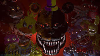 Creepy masks glowing eyes teeth - a top hat free wallpaper