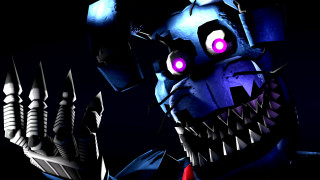 Demonic robot glowing eyes bloody - a red tie free wallpaper