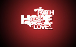 Red background white text faith - free love wallpaper for desktop