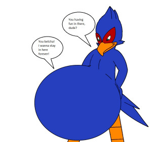 Blue bird red mask speech - professional digital art free wallpaper