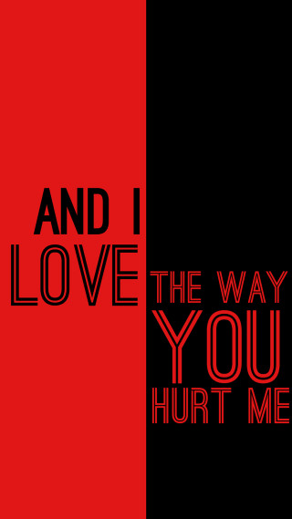 Red black poster love hurt - analytical art free wallpaper for mobile
