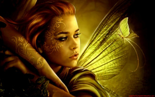 Woman butterfly face arm beauty - digital painting free wallpaper