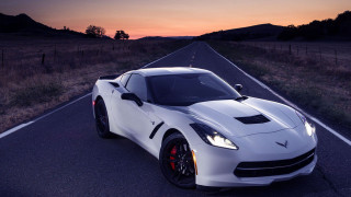 White sports car sunset fence - a white sports car free wallpaper