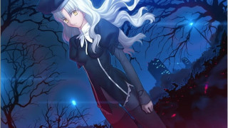 White hair woman forest night - ufotable free wallpaper