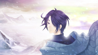 Purple hair man snow outstretched - a blue outfit free wallpaper