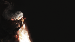 Woman holding candle cigarette night - in the dark free wallpaper