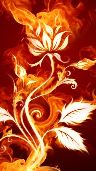 Fire flower swirls leaves battle - swirl free wallpaper for mobile