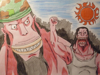 Men hat knife sun drawing - fan art free wallpaper