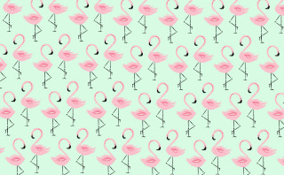 Pink flamingo pattern green background - figurativism free wallpaper