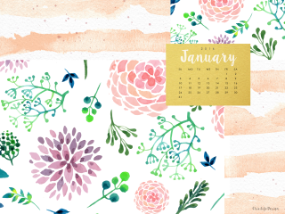 Calendar floral pattern yellow sticker - a watercolor painting free wallpaper