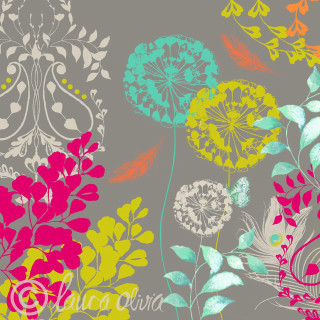 Colorful flower pattern gray background - a name free wallpaper for tablet