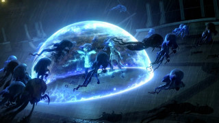 People giant blue jellyfish dark - a neon light free wallpaper