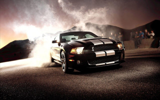 Mustang smoking night people watching - the side of the road free wallpaper
