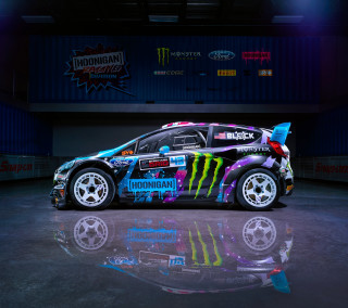 Car painted garage blue wall - photorealistic free wallpaper for tablet