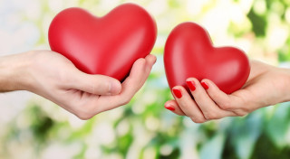 Two hands holding red heart 2 - a blurry background behind free wallpaper