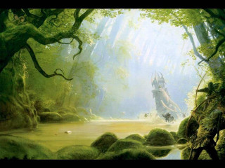Forest person horse painting distance - christophe vacher free wallpaper for desktop