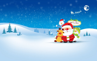 Santa claus holding christmas tree - a santa clause free wallpaper